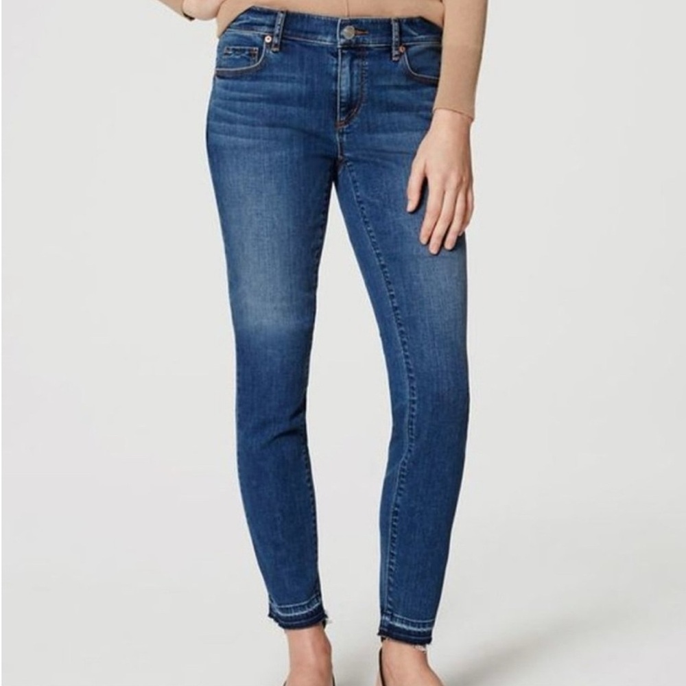 LOFT Double Fray Skinny Ankle Jeans
